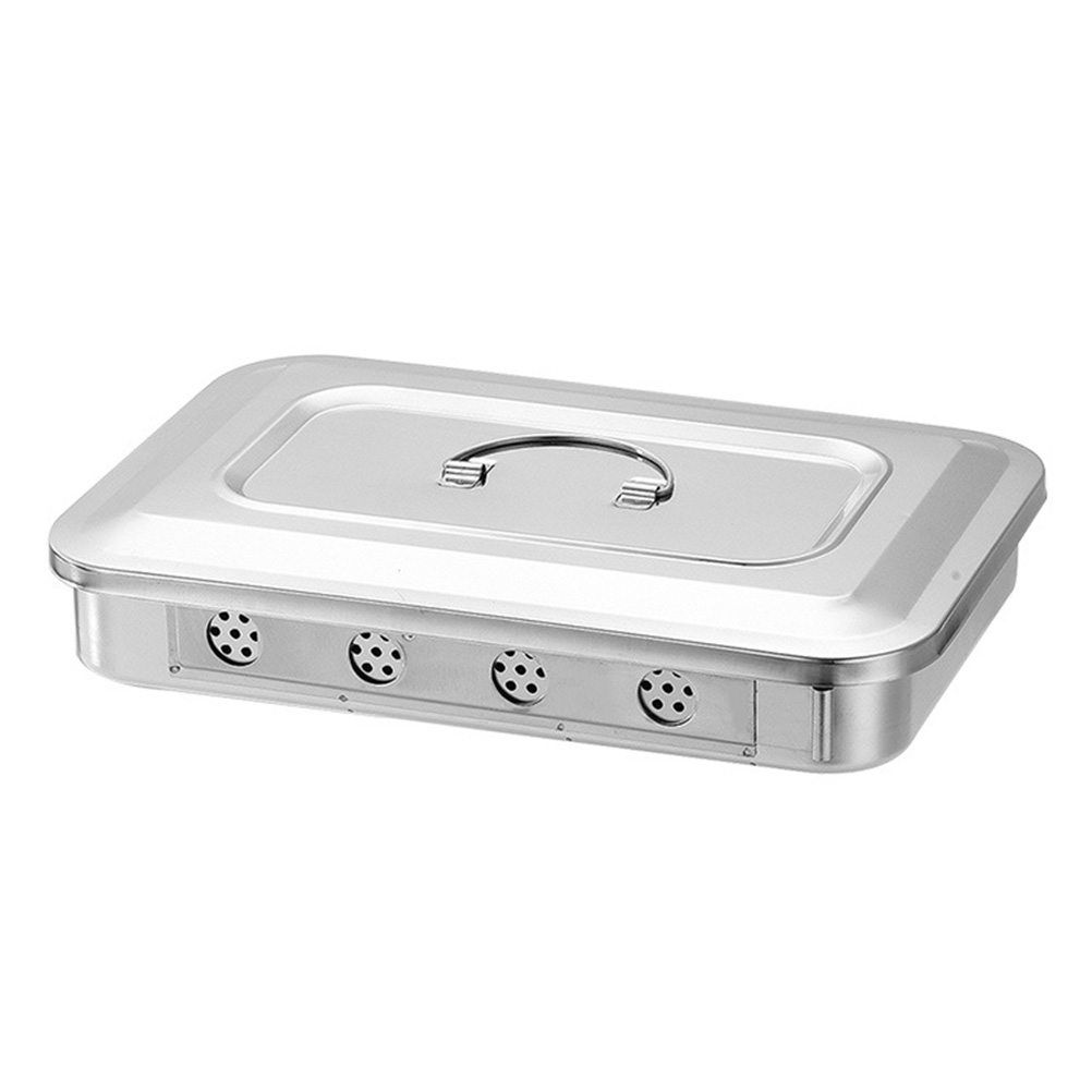 Stainless Steel Tray w/ Lid \u0026 Handle for Dental/Tattoo Supplies (Silver)